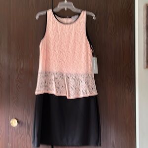 Dressy peach and black sleeveless dress. NY Collection.
